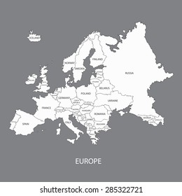 EUROPE MAP WITH BORDERS AND NAME OF THE COUNTRIES illustration vector