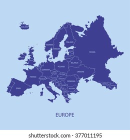 EUROPE MAP WITH BORDERS AND NAME OF THE COUNTRIES illustration vector