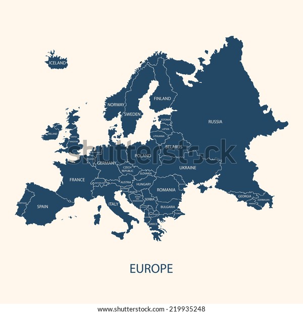 国境と国名を持つヨーロッパの地図のイラストベクター画像 のベクター画像素材 ロイヤリティフリー