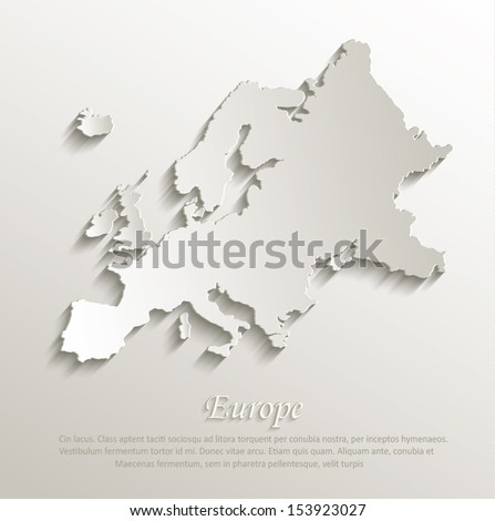 Europe map card paper 3D natural vector