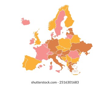 Mapa da Europa. Mapa do vetor de cores da Europa.