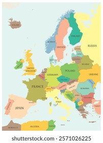 Europe Map Colored - stock vector illustration