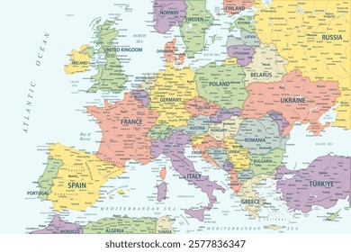 Europe Map Colored - stock vector illustration