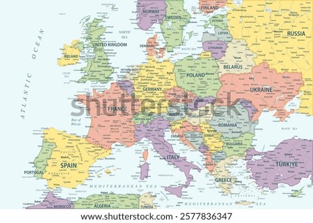 Europe Map Colored - stock vector illustration
