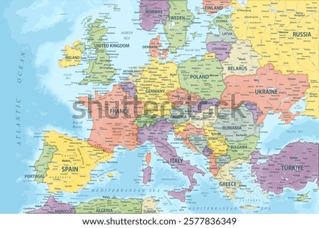 Europe Map Colored - stock vector illustration