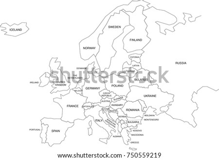 europe map coloring book outlines labels stock vector royalty free coloring map of europe