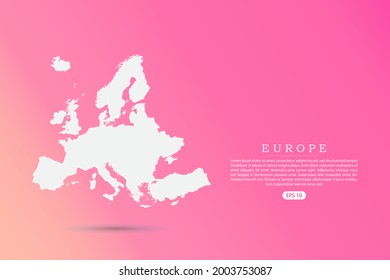 Mapa de Europa - Mapa continental o Mapa mundial Planilla vectorial internacional sobre fondo gradiente rosado para infografía - Ilustraciones vectoriales 10