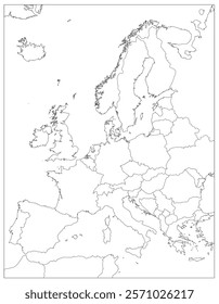Europe Map Contour - stock vector illustration