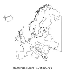 Europe map with country outline graphic