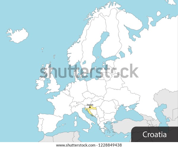 Europe Map Croatia Capital Zagreb Stock Vector Royalty Free