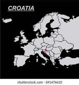 EUROPE MAP WITH CROATIA FLAG VECTOR