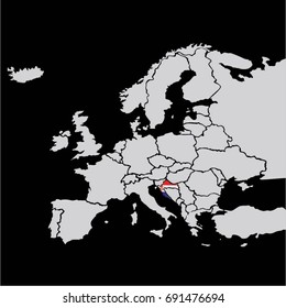EUROPE MAP WITH CROATIA FLAG VECTOR
