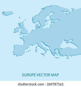 Europe Map Cyan with shadow