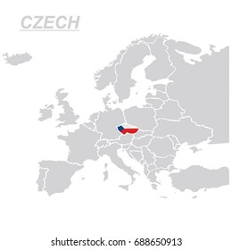 EUROPE MAP WITH CZECH VECTOR