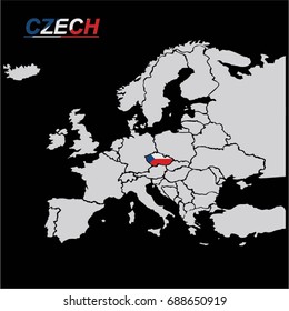 EUROPE MAP WITH CZECH VECTOR