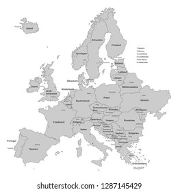 Europe Map, Detailed (with German Inscription)