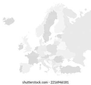 Europe map dotted pattern (dot pattern) with countries highlighted. Europe map illustration. European Map.