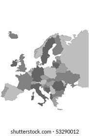 Europe map. Each country in a identified separate layer for easy editing