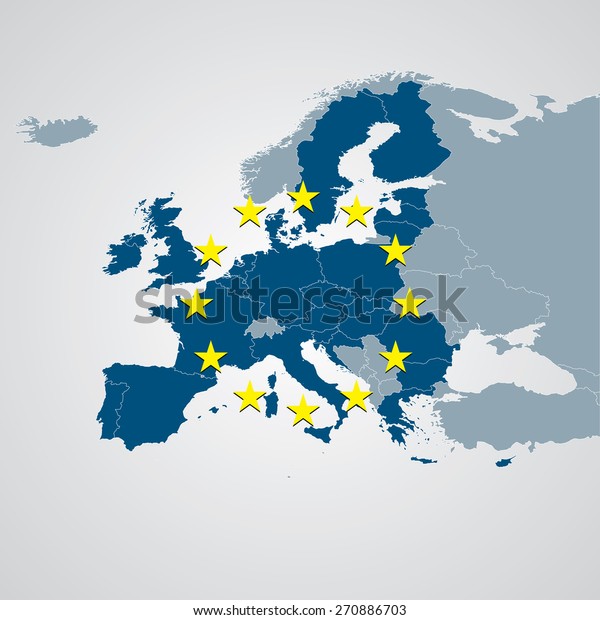 Europe Map Eu Stars Eu Countries Stock Vector (Royalty Free) 270886703