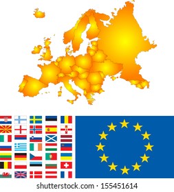 Europe map with flags vector image