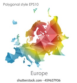 Europe map in geometric polygonal style.Abstract gems triangle,modern design background.Vector Illustration EPS10.