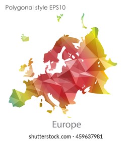 Europe map in geometric polygonal style.Abstract gems triangle,modern design background.Vector Illustration EPS10.