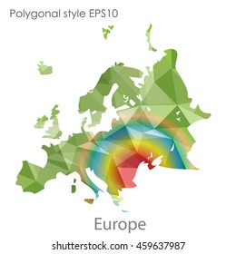 Europe map in geometric polygonal style.Abstract gems triangle,modern design background.Vector Illustration EPS10.