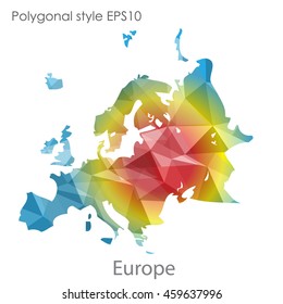 Europe map in geometric polygonal style.Abstract gems triangle,modern design background.Vector Illustration EPS10.