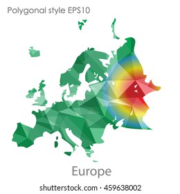 Europe map in geometric polygonal style.Abstract gems triangle,modern design background.Vector Illustration EPS10.