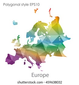 Europe map in geometric polygonal style.Abstract gems triangle,modern design background.Vector Illustration EPS10.
