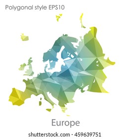 Europe map in geometric polygonal style.Abstract gems triangle,modern design background.Vector Illustration EPS10.