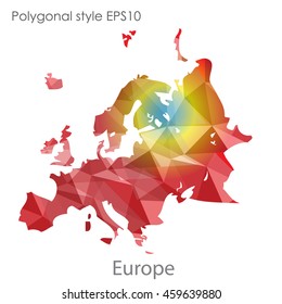 Europe map in geometric polygonal style.Abstract gems triangle,modern design background.Vector Illustration EPS10.
