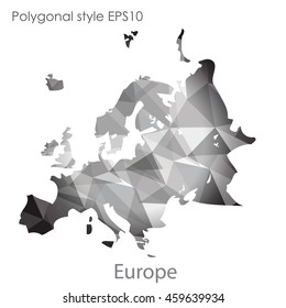 Europe map in geometric polygonal style.Abstract gems triangle,modern design background.Vector Illustration EPS10.