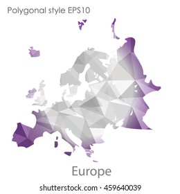 Europe map in geometric polygonal style.Abstract gems triangle,modern design background.Vector Illustration EPS10.