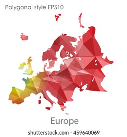 Europe map in geometric polygonal style.Abstract gems triangle,modern design background.Vector Illustration EPS10.