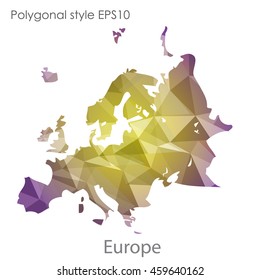 Europe map in geometric polygonal style.Abstract gems triangle,modern design background.Vector Illustration EPS10.