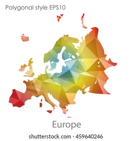 Europe map in geometric polygonal style.Abstract gems triangle,modern design background.Vector Illustration EPS10.