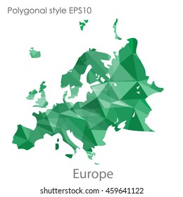 Europe map in geometric polygonal style.Abstract gems triangle,modern design background.Vector Illustration EPS10.