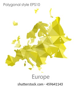 Europe map in geometric polygonal style.Abstract gems triangle,modern design background.Vector Illustration EPS10.