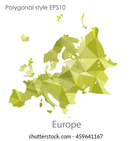 Europe map in geometric polygonal style.Abstract gems triangle,modern design background.Vector Illustration EPS10.