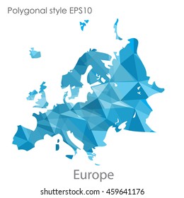 Europe Map In Geometric Polygonal Style.Abstract Gems Triangle,modern Design Background.Vector Illustration EPS10.