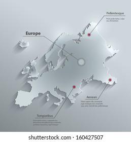 Europe Map Glass Card Paper 3D Vector