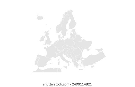 Europe map Grayscale,isolated on white background for website layouts,background,education, precise,customizable,Travel worldwide,map silhouette backdrop,earth geography, political,reports.