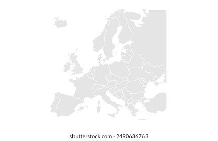 Europe map Grayscale,isolated on white background for website layouts,background,education, precise,customizable,Travel worldwide,map silhouette backdrop,earth geography, political,reports.