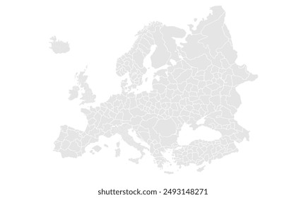Europe map with Grayscale,isolated on white background for website layouts,background,education, precise,customizable,Travel worldwide,map silhouette backdrop,earth geography, political.