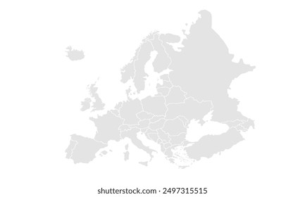 Europe map Grayscale,isolated on white background for website layouts,background,education, precise,customizable,Travel worldwide,map silhouette backdrop,earth geography, political,reports.