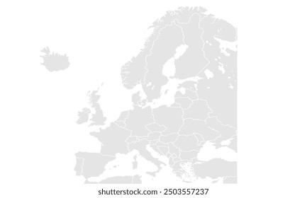 Mapa de Europa Escala de grises, aislado sobre fondo blanco para diseños de Sitio web, fondo, educación, preciso, personalizable, Viajar por todo el mundo, fondo de silueta de mapa, geografía terrestre, política, informes.