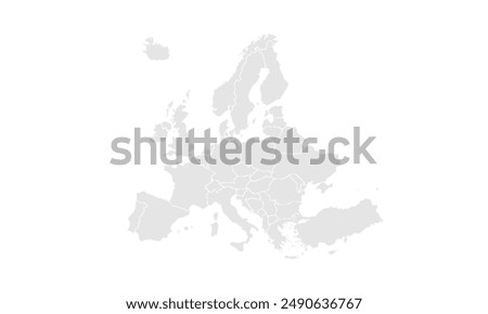 Europe map Grayscale,isolated on white background for website layouts,background,education, precise,customizable,Travel worldwide,map silhouette backdrop,earth geography, political,reports.