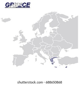 EUROPE MAP WITH GREECE VECTOR