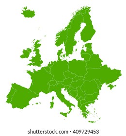
Europe map green icon